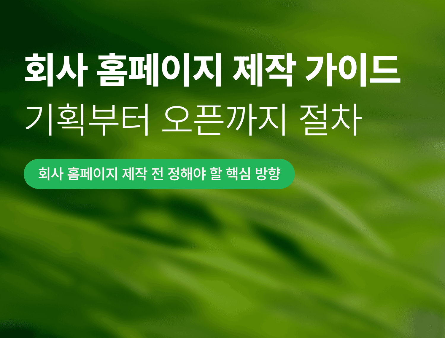 회사 홈페이지 제작 가이드 2026\n기획·디자인·비용·업체 선정·오픈까지 전체 절차